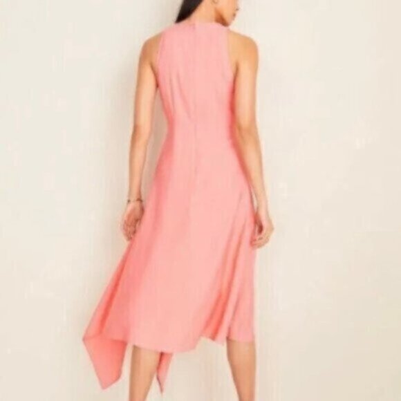 NWT Ann Taylor Coral Asymmetrical Flowy Flare Dress - Picture 2 of 13